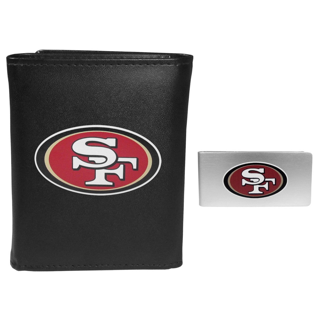 Siskiyou FLTR075BMP Male NFL San Francisco 49ers Leather Tri-fold Wallet & Money Clip