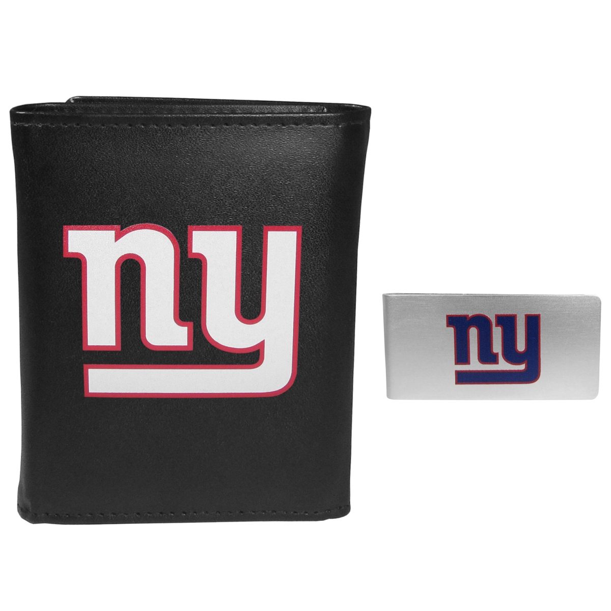 Siskiyou FLTR090BMP Male NFL New York Giants Leather Tri-fold Wallet & Money Clip