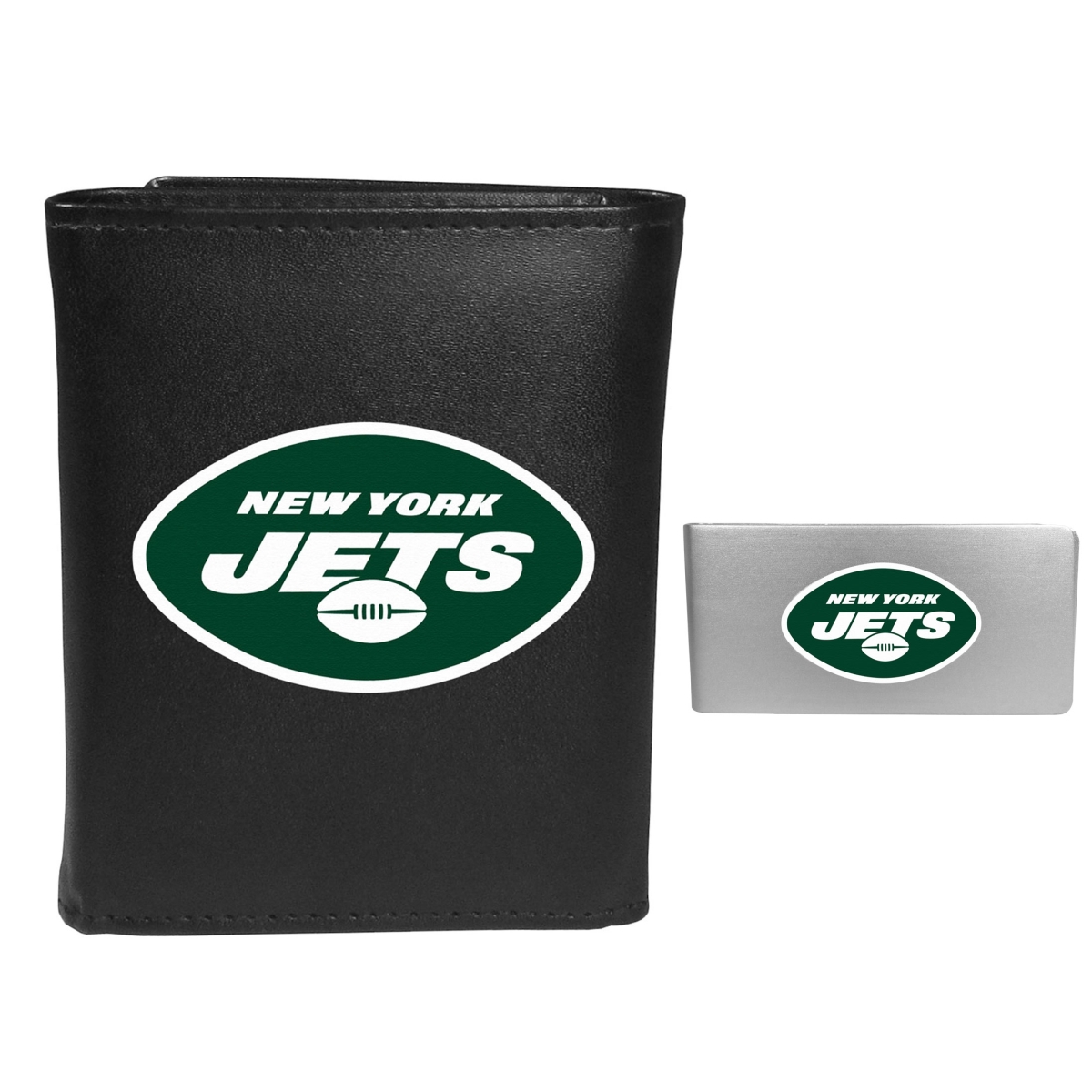 Siskiyou FLTR100BMP Male NFL New York Jets Leather Tri-fold Wallet & Money Clip
