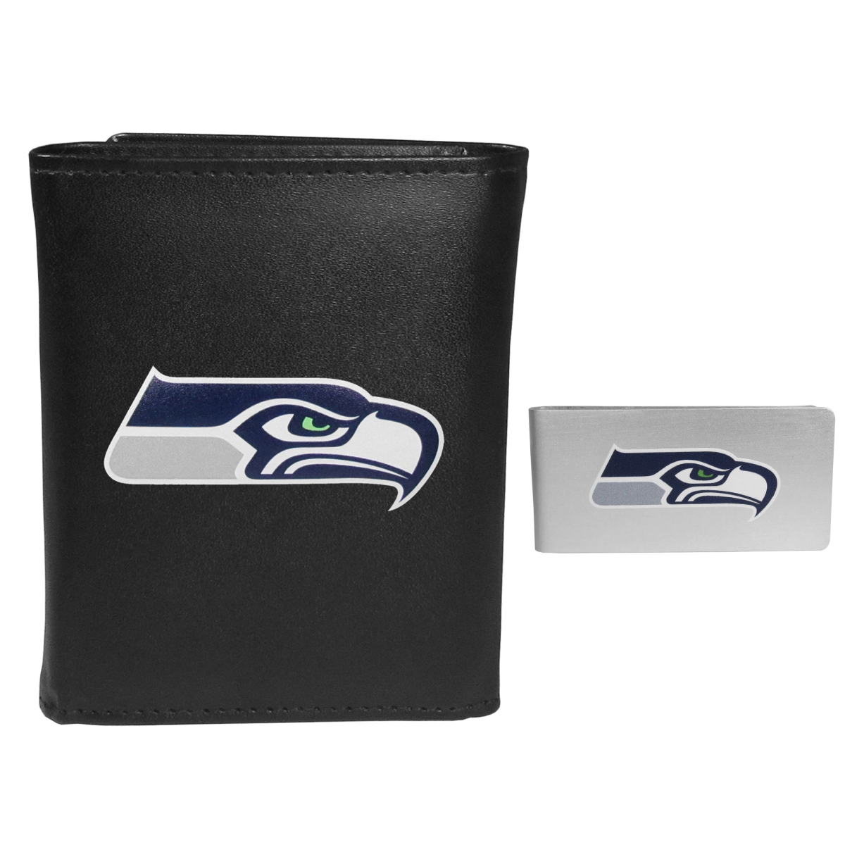 Seattle Seahawks Tri-fold Wallet & Money Clip - Blue - Men's Accessory - NFL Licensed