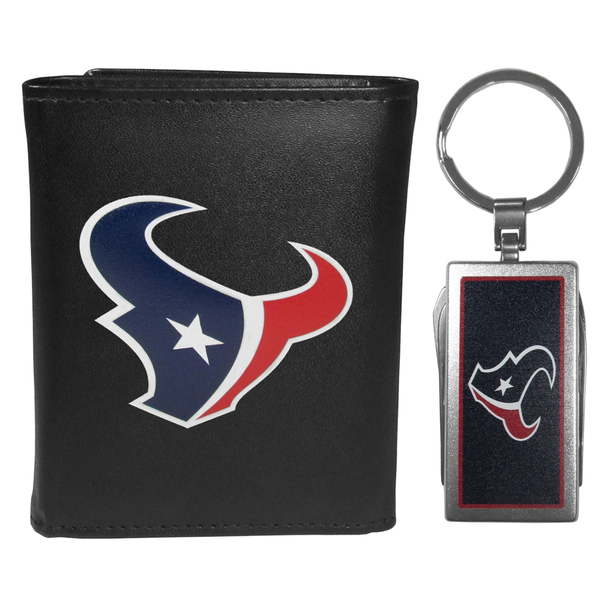 Siskiyou FTRL190MTC Male NFL Houston Texans Tri-fold Wallet & Multi-tool Key Chain