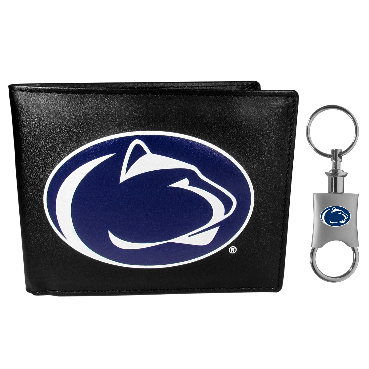 Siskiyou CBIL27KPV Male NCAA Penn State Nittany Lions Bi-fold Wallet & Valet Key Chain - One Size