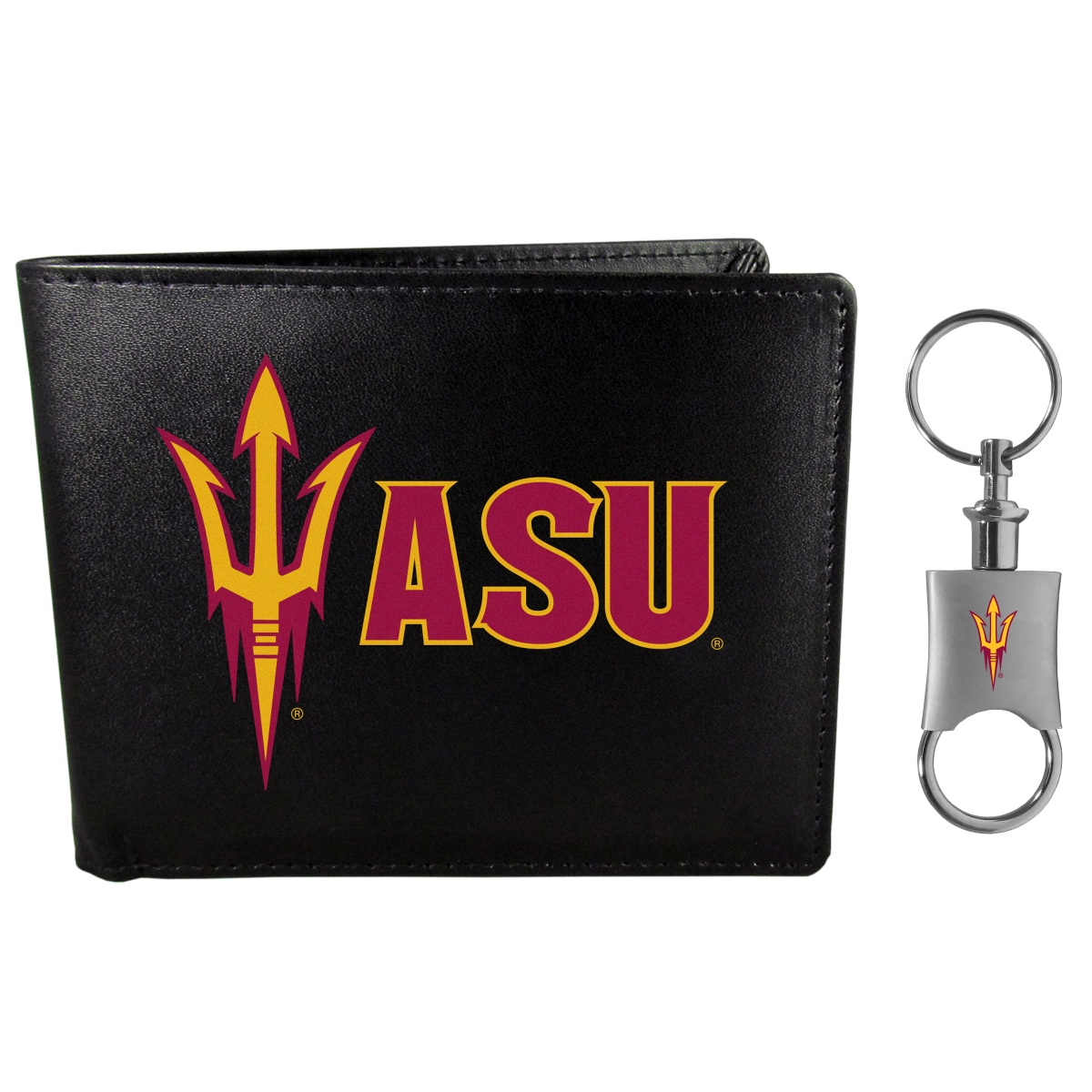 Siskiyou CBIL68KPV Male NCAA Arizona State Sun Devils Bi-fold Wallet & Valet Key Chain - One Size