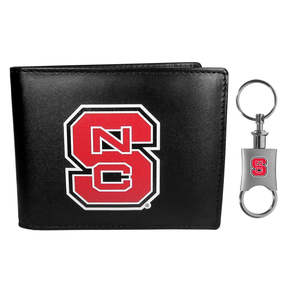 Siskiyou CBIL79KPV Male NCAA North Carolina State Wolfpack Bi-fold Wallet & Valet Key Chain - One Size