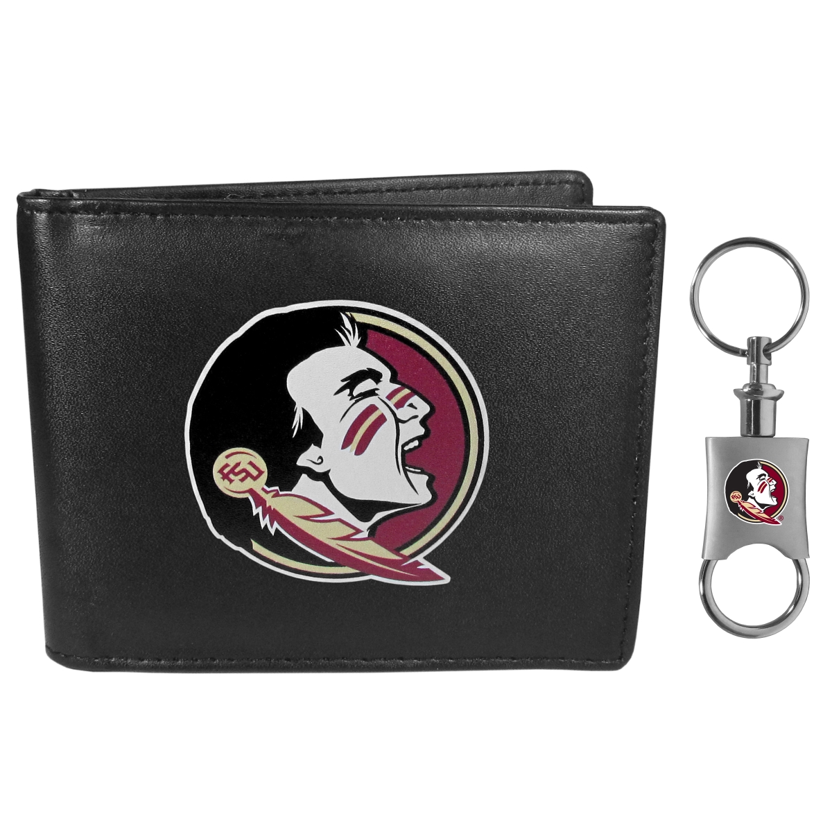 Male NCAA Florida State Seminoles Bi-fold Wallet & Valet Key Chain - One Size