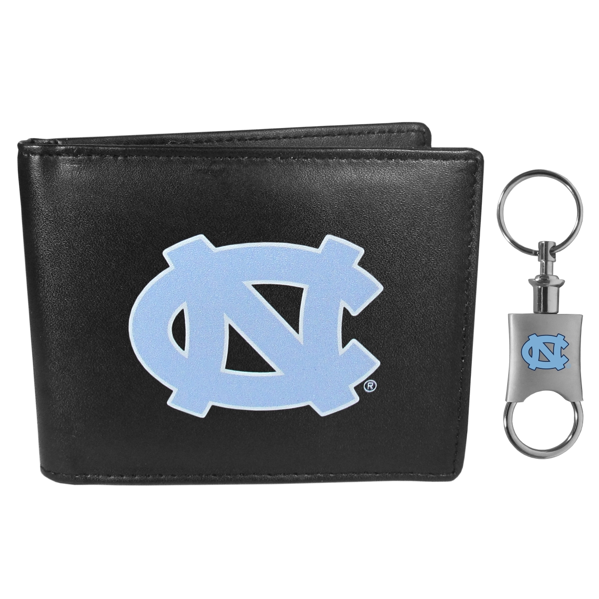 Siskiyou  NCAA North Carolina Tar Heels Bi-fold Wallet & Valet Key Chain - Blue - One Size