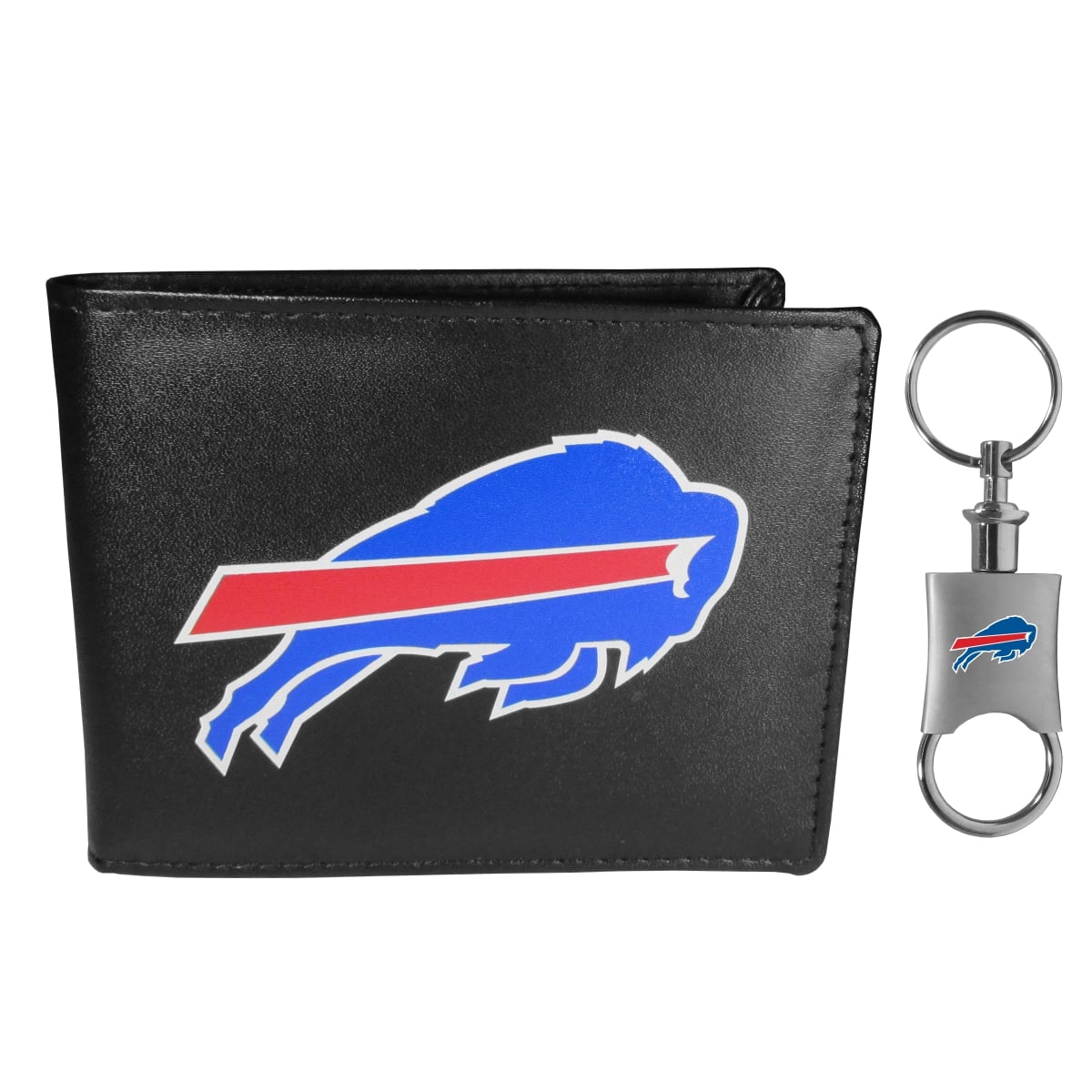 Siskiyou FBIL015KPV Male NFL Buffalo Bills Bi-fold Wallet & Valet Key Chain - One Size