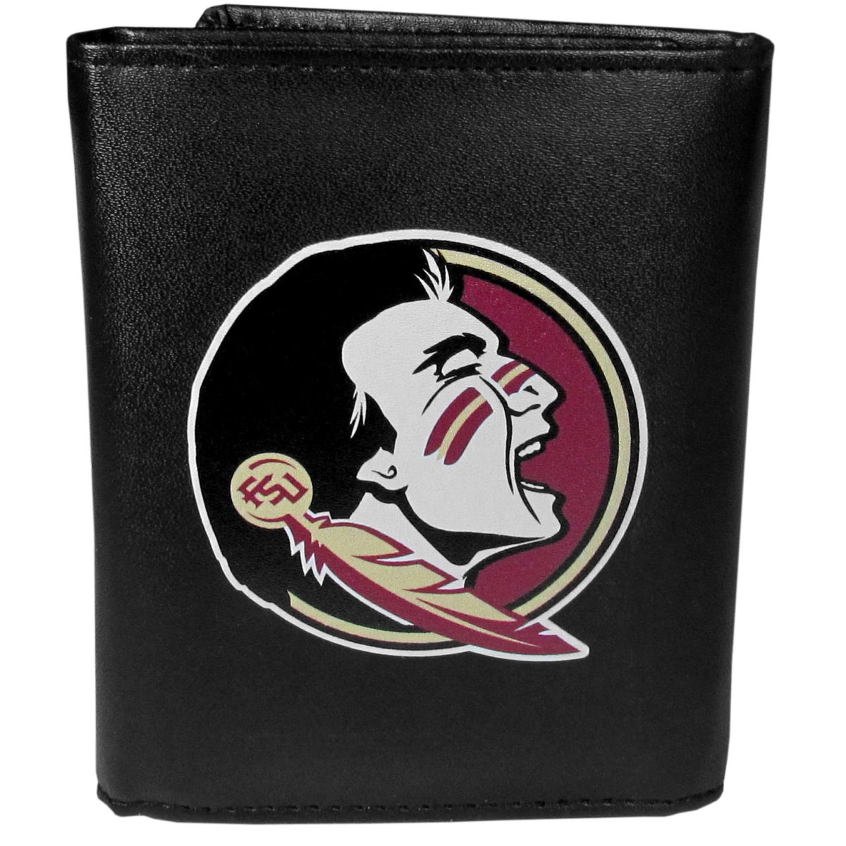 Florida State Seminoles Leather Tri-fold Wallet - Black - Large - Genuine Leather