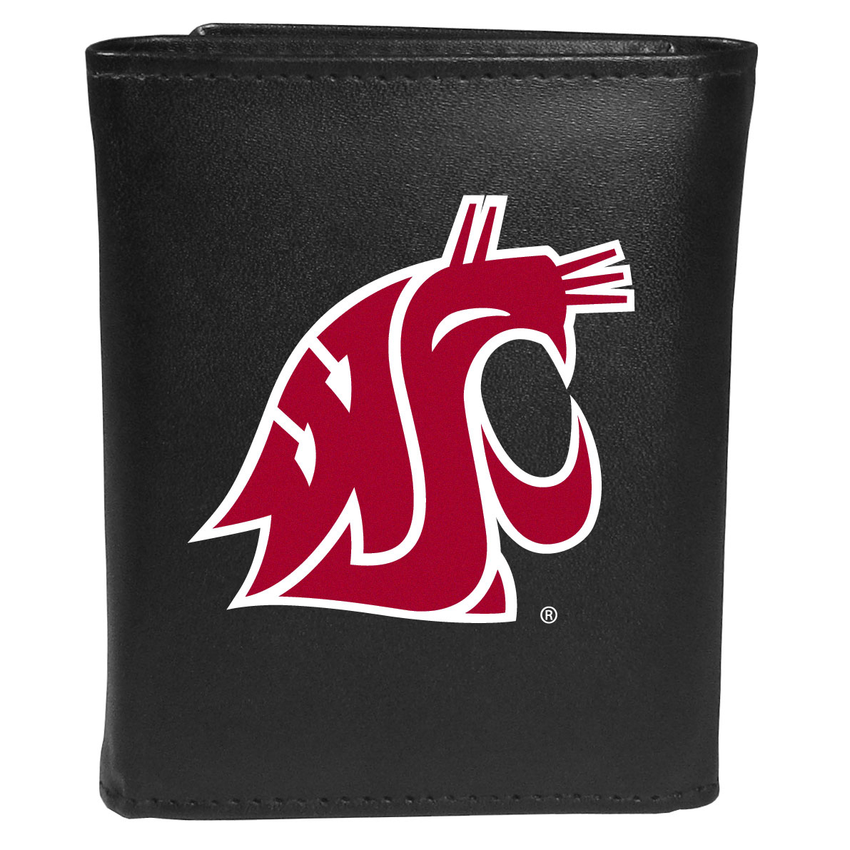 Siskiyou  Male NCAA Washington State Cougars Leather Tri-fold Logo Large Wallet - One Size