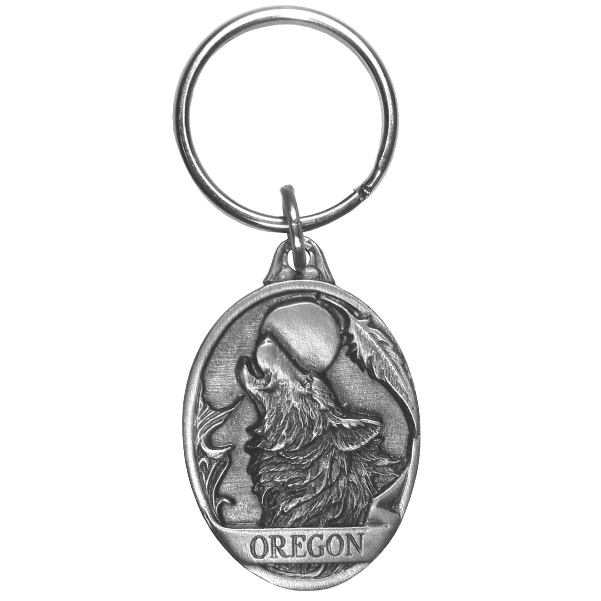 Siskiyou RK314 Oregon Wolf Antiqued Keyring - One Size