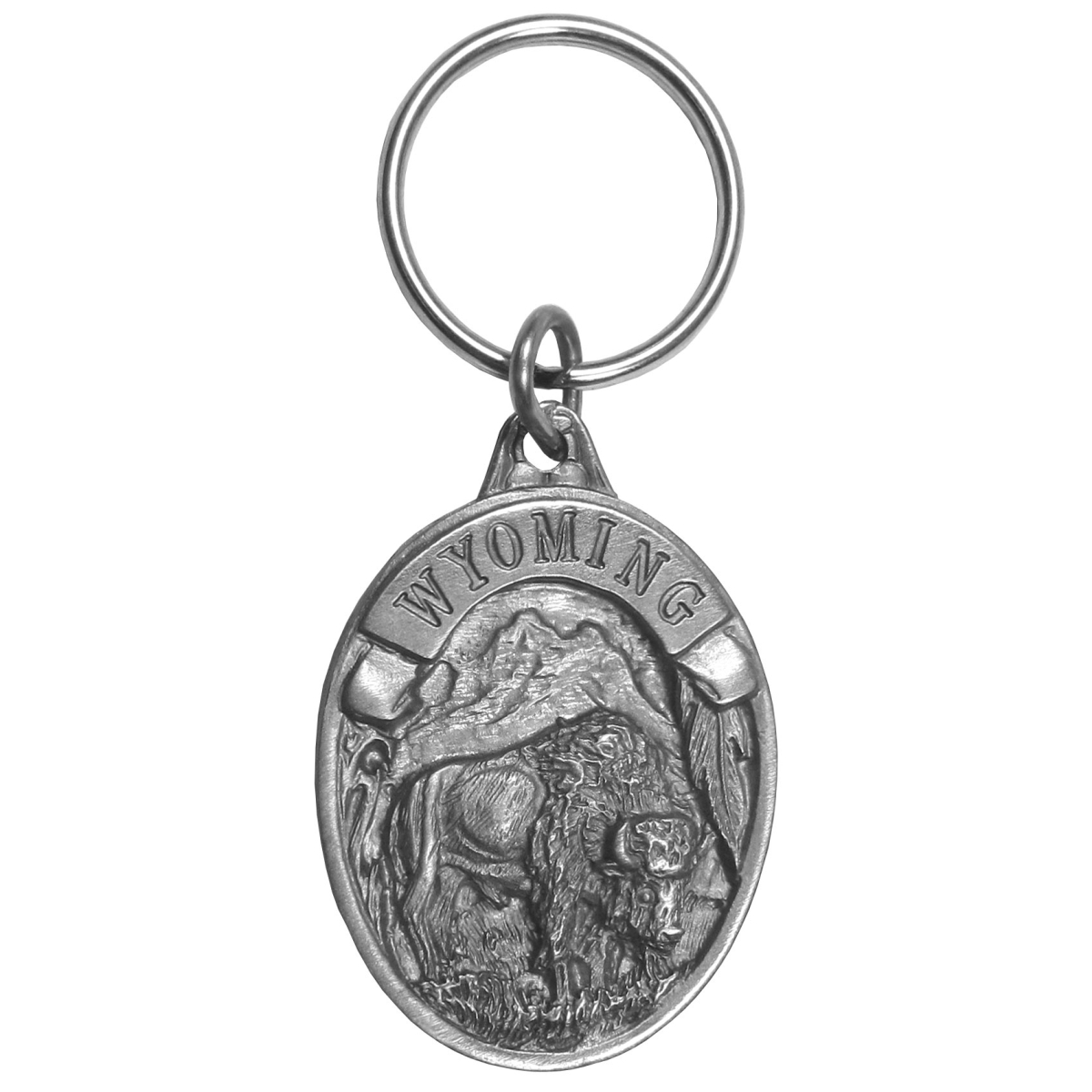 Siskiyou  Wyoming Bison Antiqued Keyring - One Size