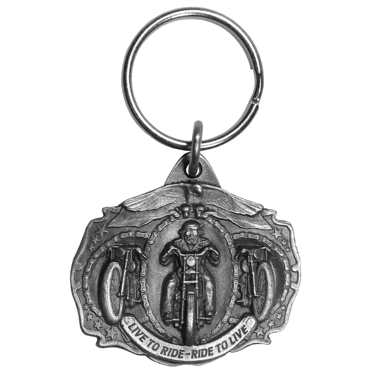 Siskiyou KT98 Live To Ride Antiqued Keyring - One Size