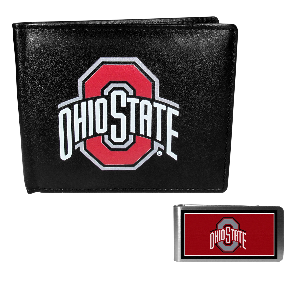 Siskiyou CLBF38LMP Unisex NCAA Ohio State Buckeyes Leather Bi-fold Wallet & Color Money Clip