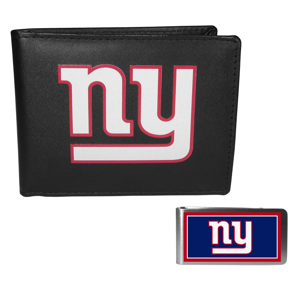Siskiyou FLBF090LMP Unisex NFL New York Giants Leather Bi-fold Wallet & Color Money Clip