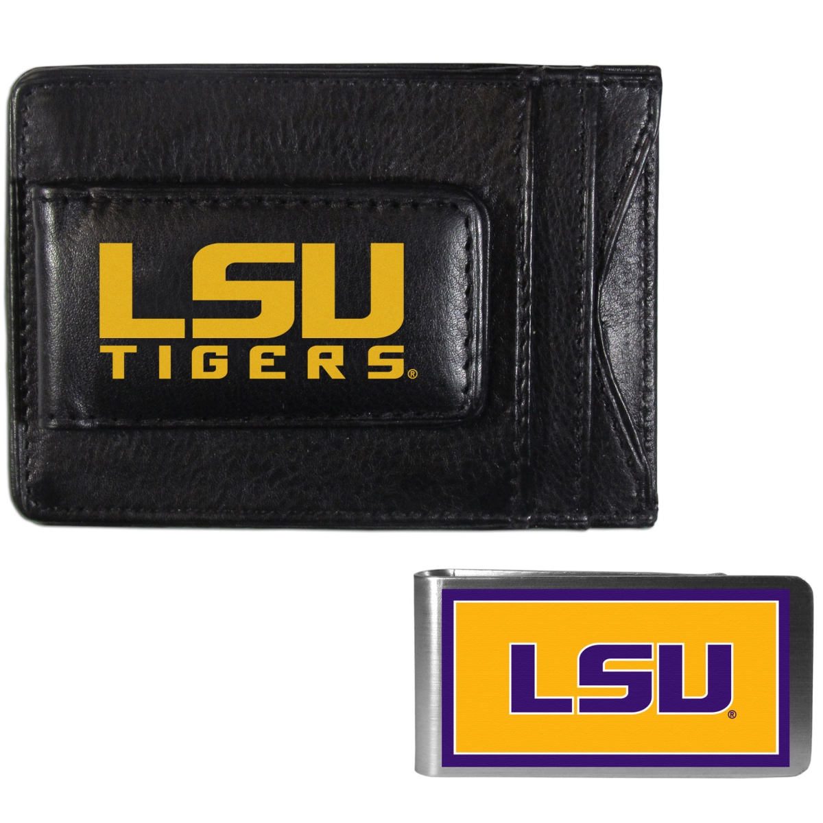 Picture of Siskiyou CCCP43LMP Unisex NCAA LSU Tigers Leather Cash & Cardholder & Color Money Clip - One Size