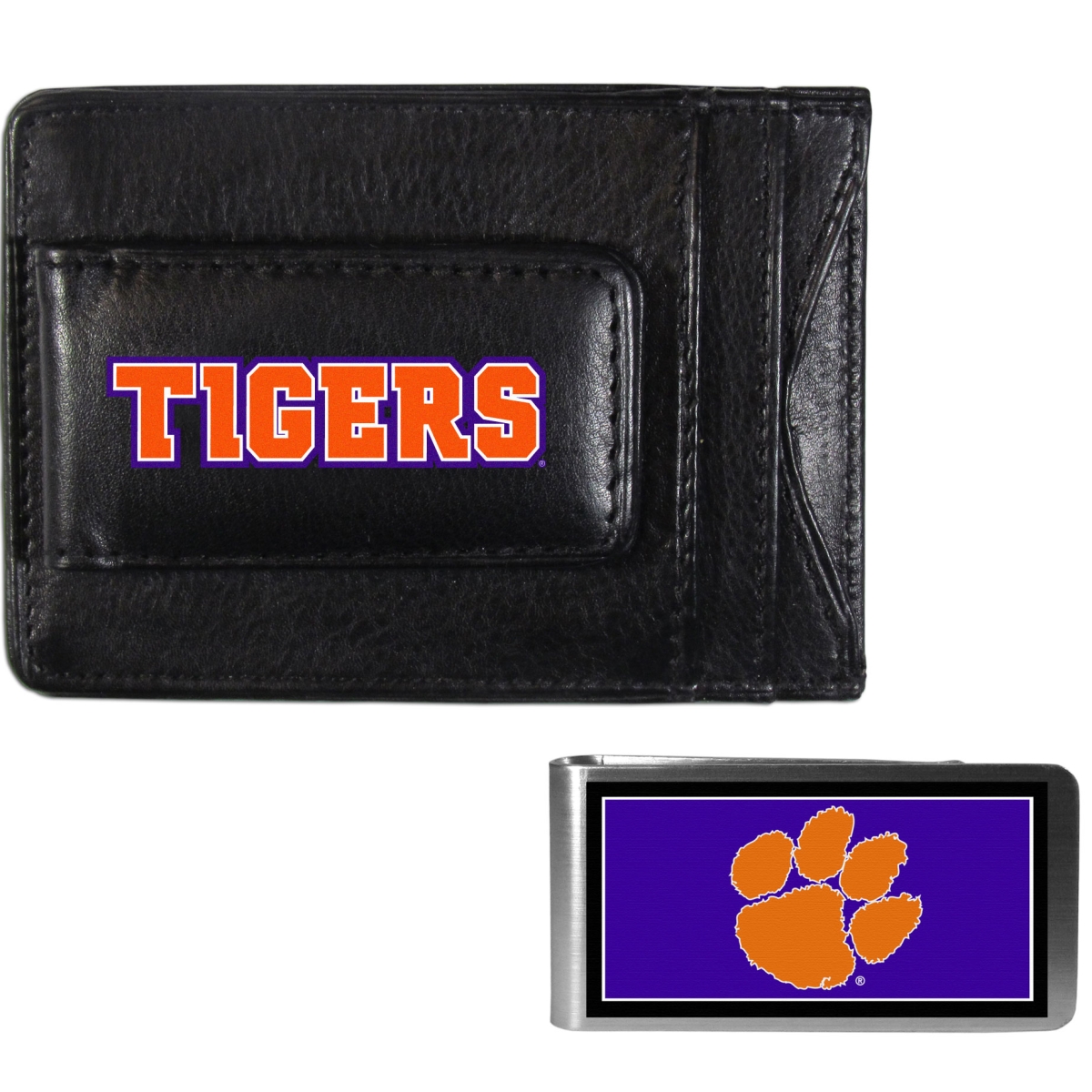 Picture of Siskiyou CCCP69LMP Unisex NCAA Clemson Tigers Leather Cash & Cardholder & Color Money Clip - One Size