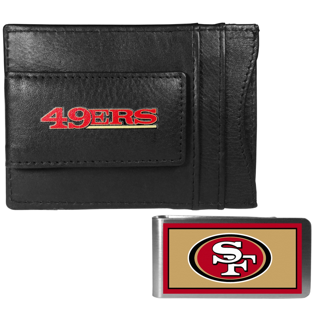 Siskiyou FCCP075LMP Unisex NFL San Francisco 49ers Leather Cash & Cardholder & Color Money Clip - One Size