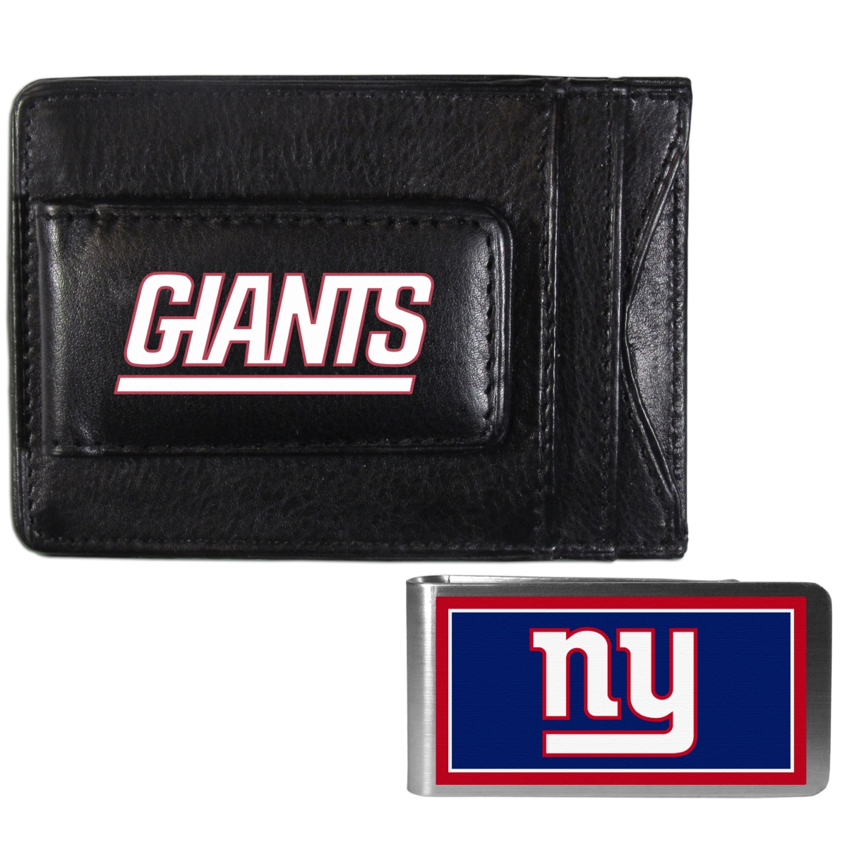 Siskiyou FCCP090LMP Unisex NFL New York Giants Leather Cash & Cardholder & Color Money Clip - One Size