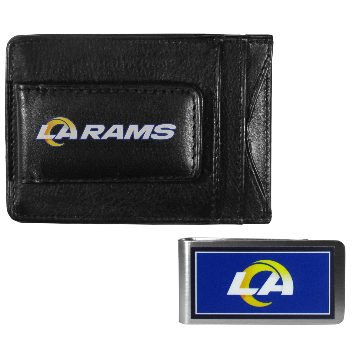 Siskiyou FCCP130LMP Unisex NFL Los Angeles Rams Leather Cash & Cardholder & Color Money Clip - One Size