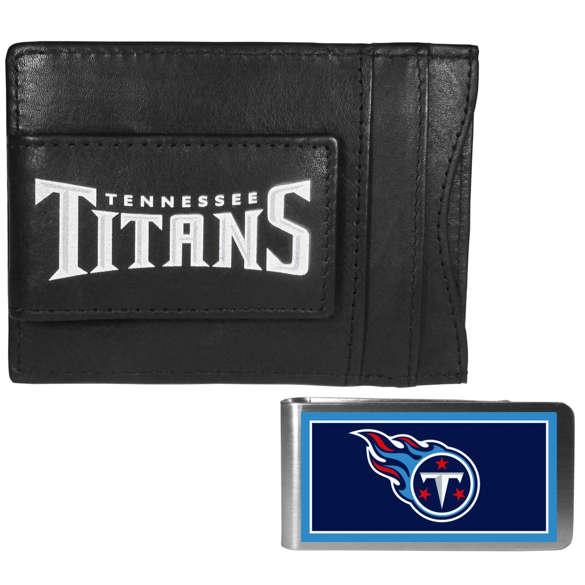 Siskiyou FCCP185LMP Unisex NFL Tennessee Titans Leather Cash & Cardholder & Color Money Clip - One Size