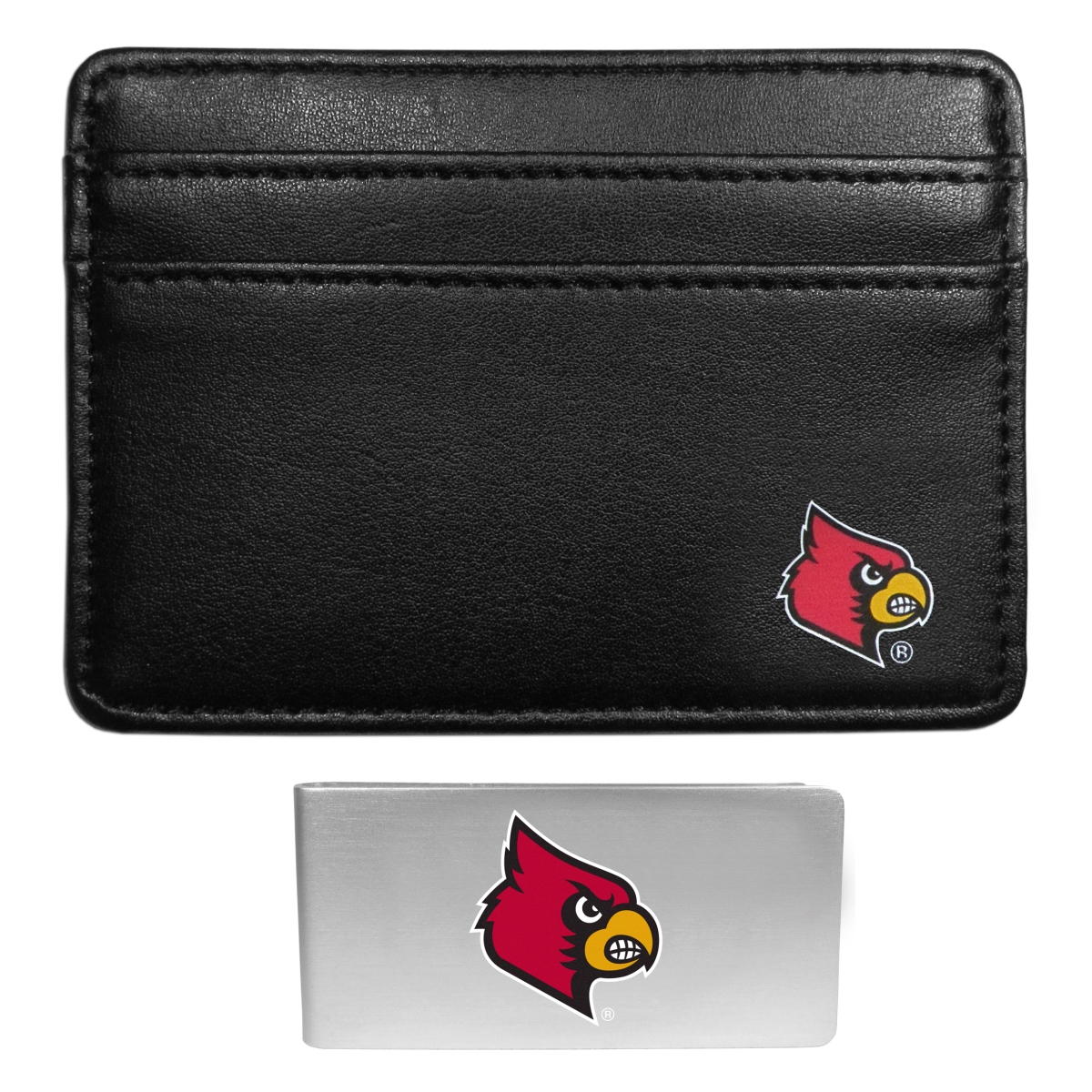 Siskiyou CTRL88BMP Male NCAA Louisville Cardinals Tri-Fold Wallet & Money Clip Black