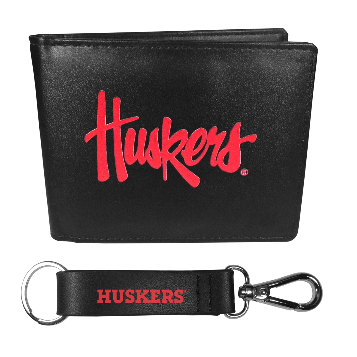 Siskiyou CBIL3KCS Unisex NCAA Nebraska Cornhuskers Bi-fold Wallet & Strap Key Chain