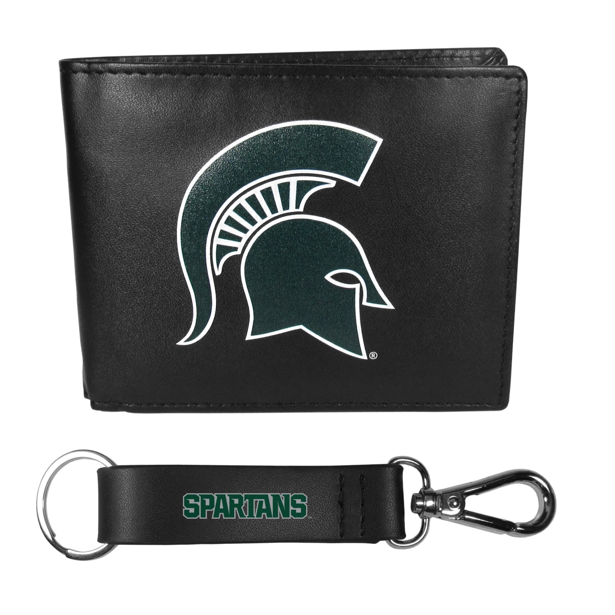 Siskiyou CBIL41KCS Male NCAA Michigan State Spartans Bi-fold Wallet & Strap Key Chain - One Size