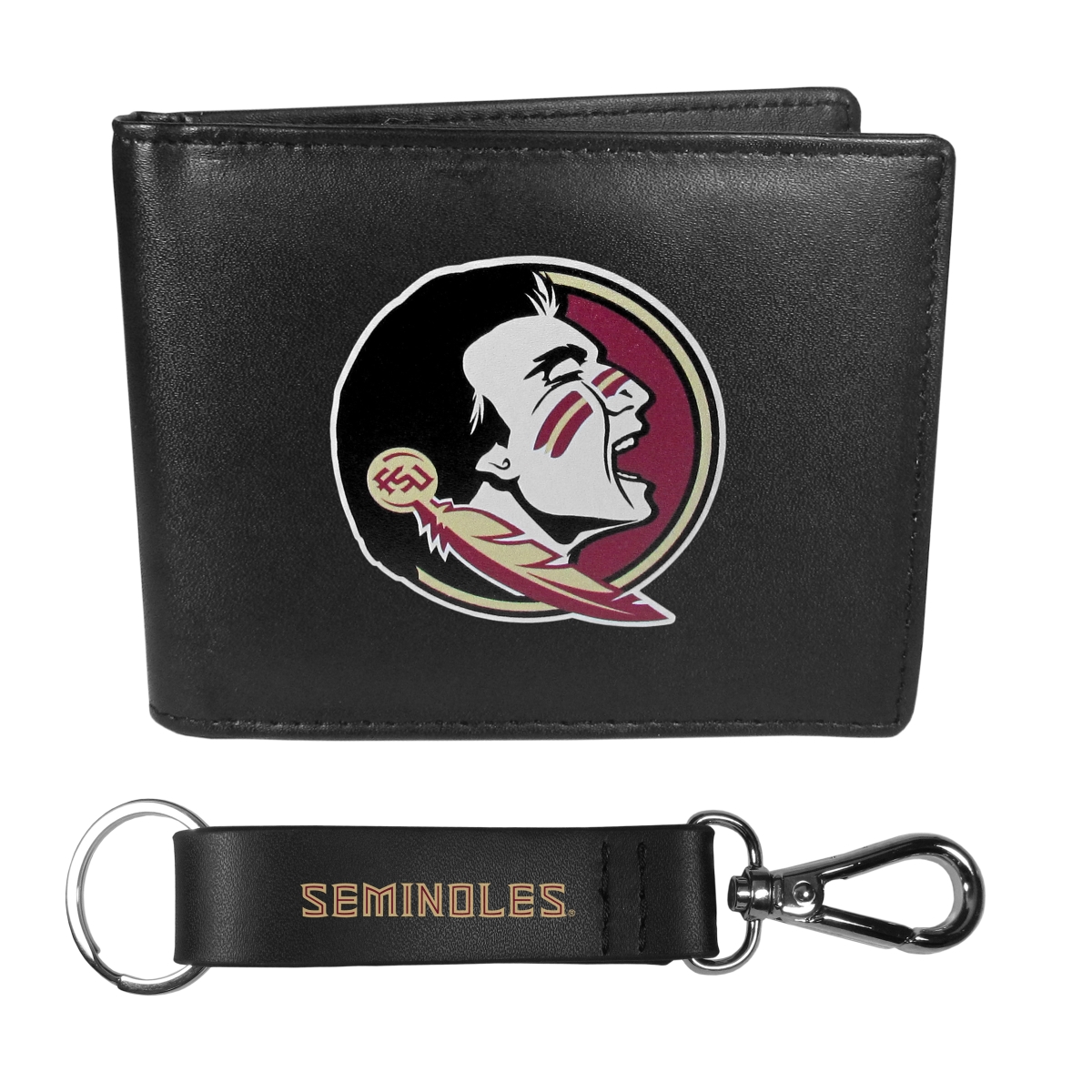 Siskiyou CBIL7KCS Male NCAA Florida State Seminoles Bi-fold Wallet & Strap Key Chain - One Size