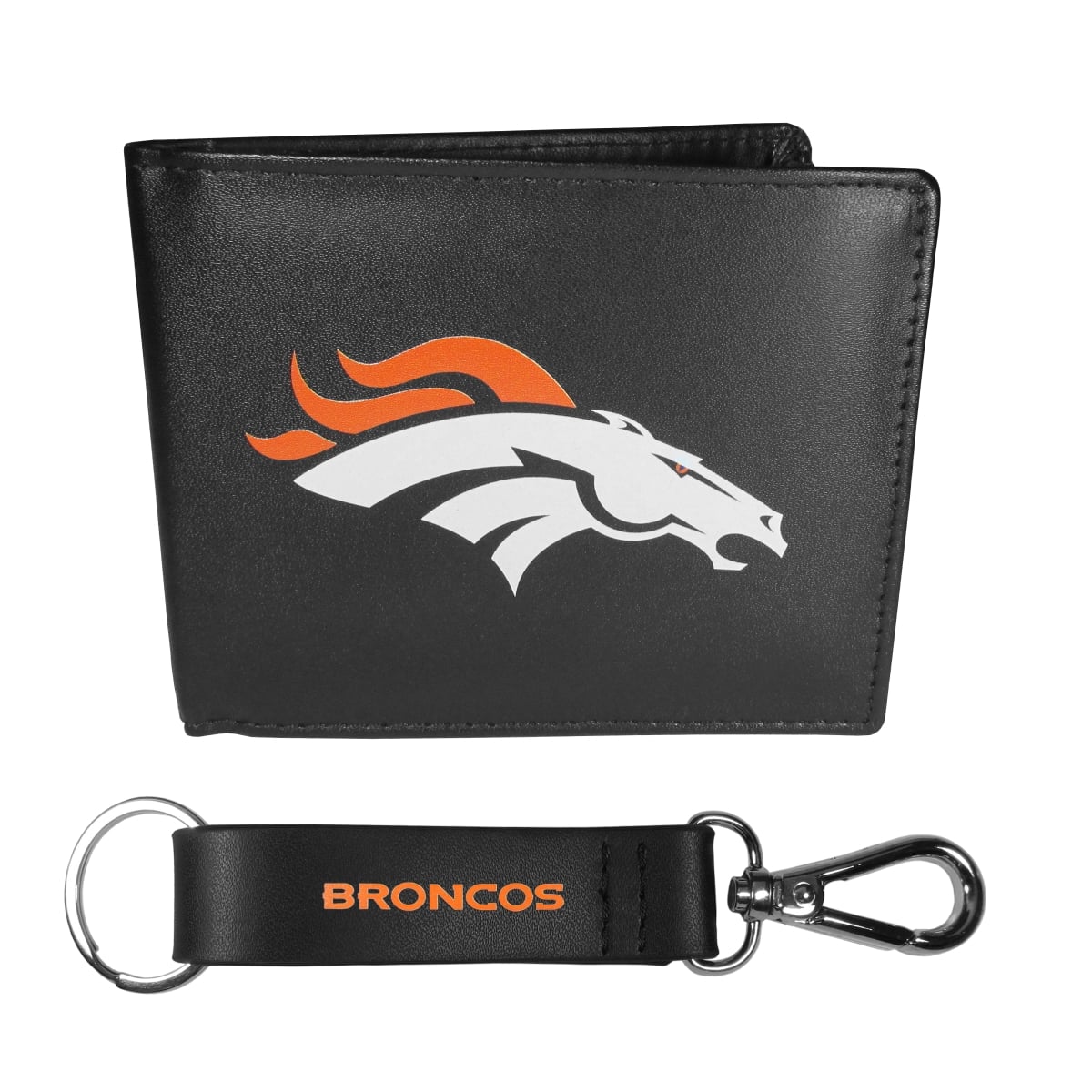 Siskiyou FBIL020KCS Unisex NFL Denver Broncos Bi-fold Wallet & Strap Key Chain