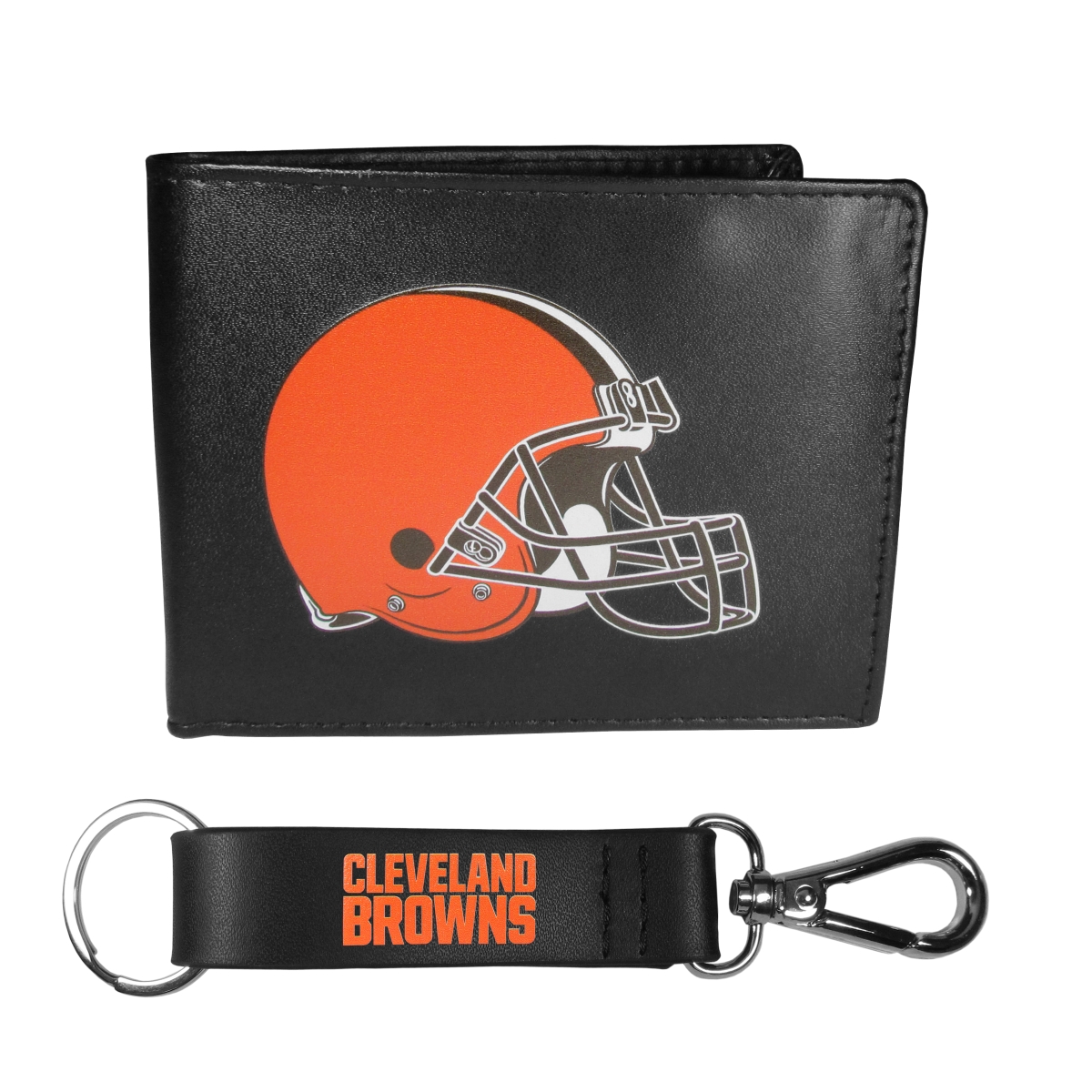 Siskiyou FBIL025KCS Male NFL Cleveland Browns Bi-fold Wallet & Strap Key Chain - One Size