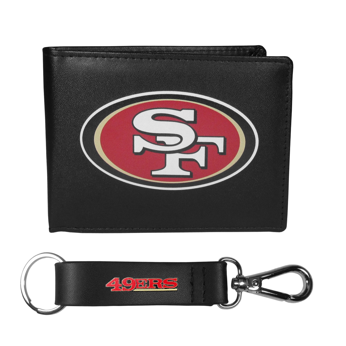 Siskiyou FBIL075KCS Male NFL San Francisco 49ers Bi-fold Wallet & Strap Key Chain - One Size