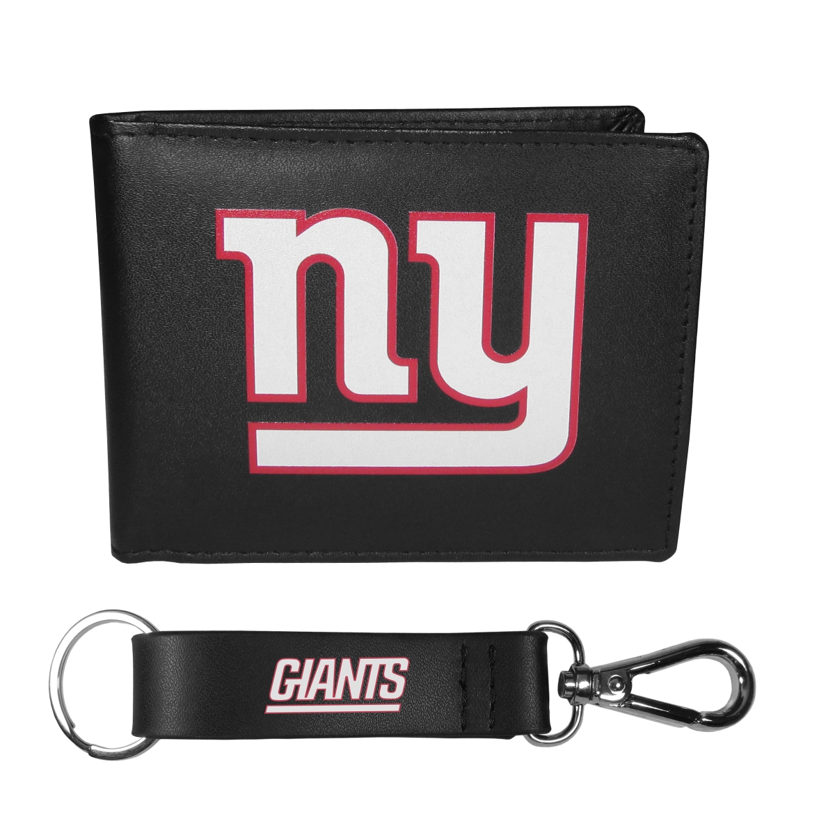 Siskiyou FBIL090KCS Unisex NFL New York Giants Bi-fold Wallet & Strap Key Chain