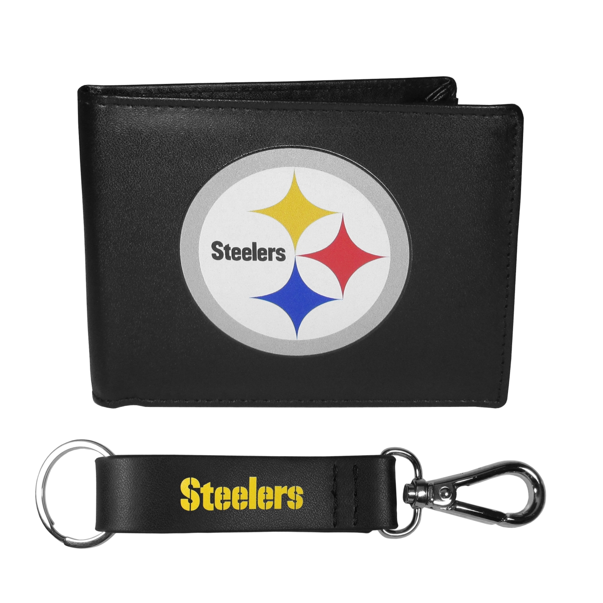 Siskiyou FBIL160KCS Unisex NFL Pittsburgh Steelers Bi-fold Wallet & Strap Key Chain