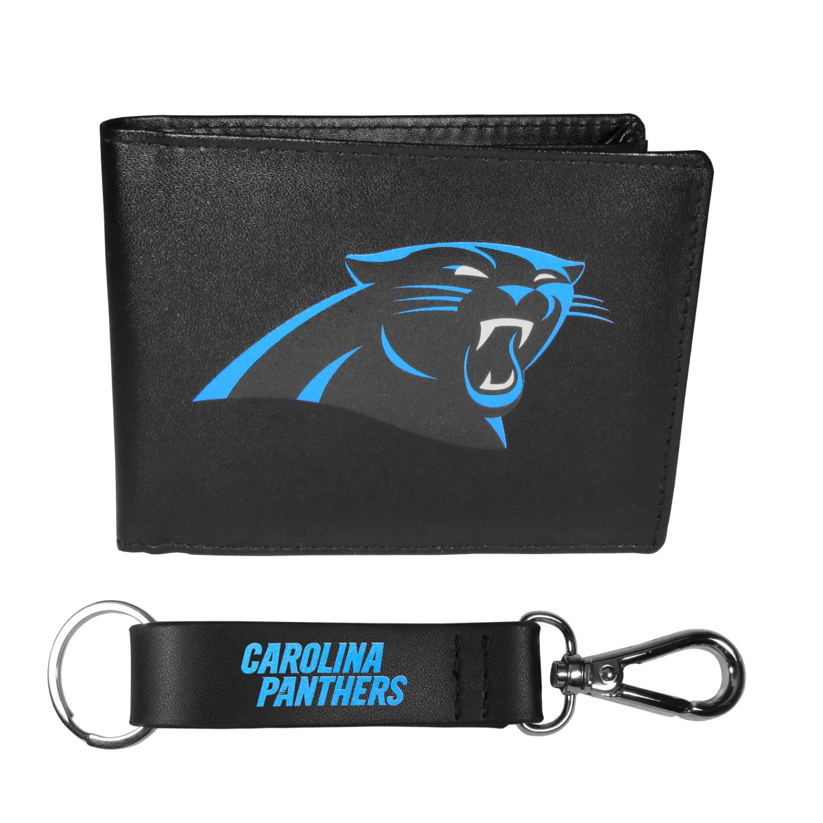 Siskiyou FBIL170KCS Unisex NFL Carolina Panthers Bi-fold Wallet & Strap Key Chain