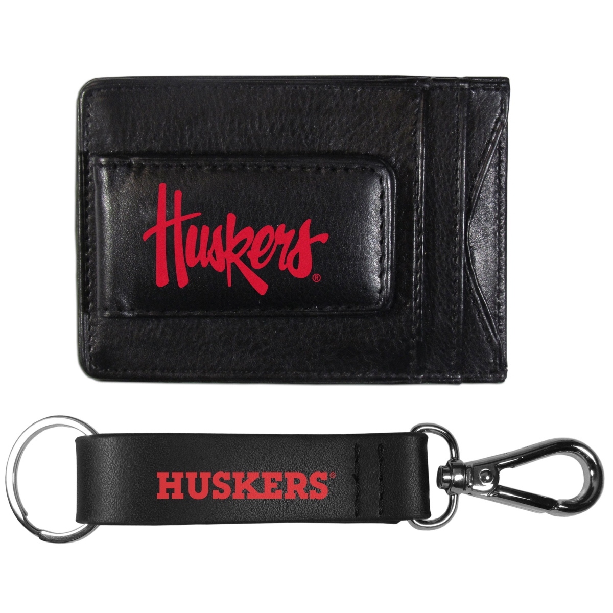 Siskiyou CCCP3KCS Unisex NCAA Nebraska Cornhuskers Leather Cash & Cardholder & Strap Key Chain - One Size