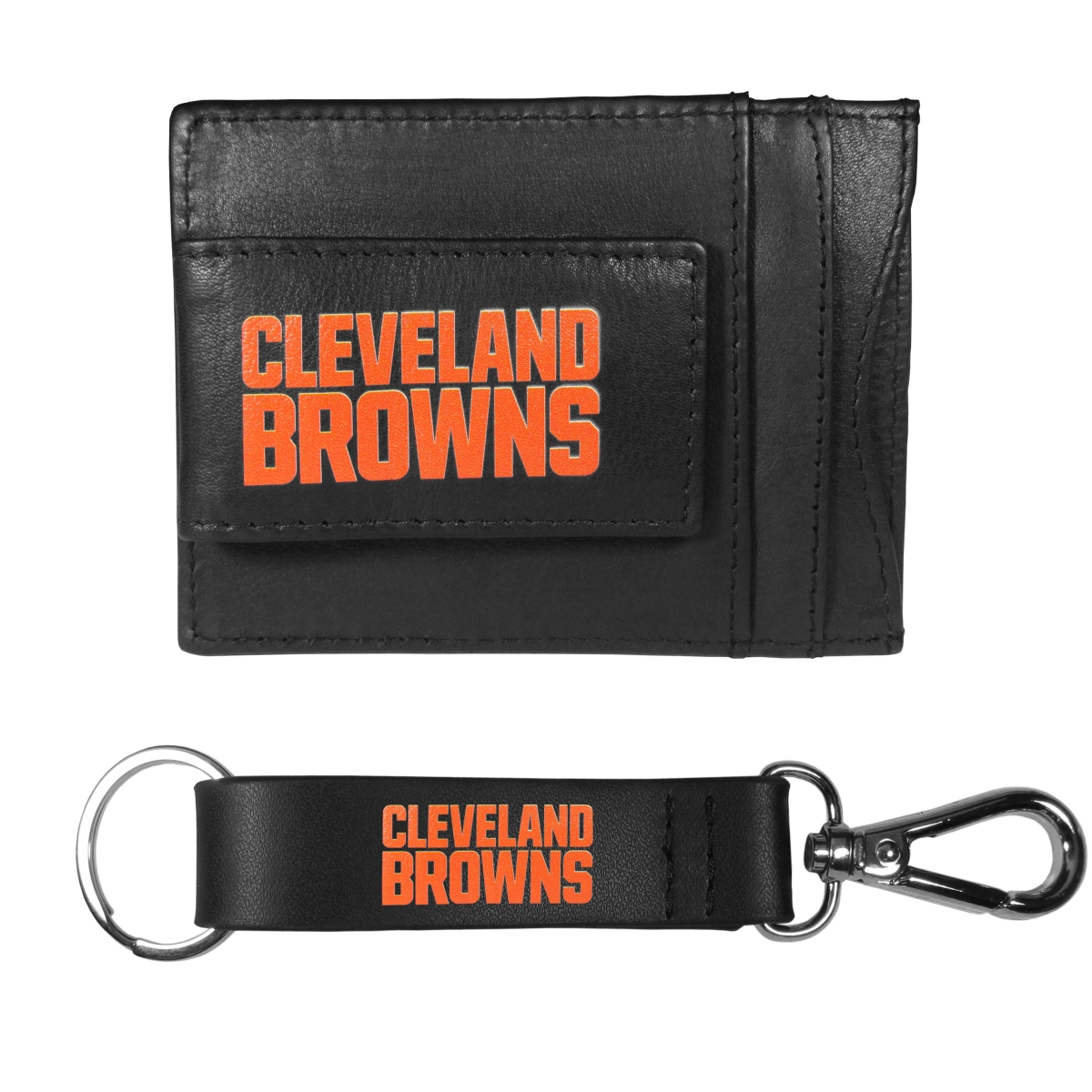 Siskiyou FCCP025KCS Unisex NFL Cleveland Browns Leather Cash & Cardholder & Strap Key Chain - One Size