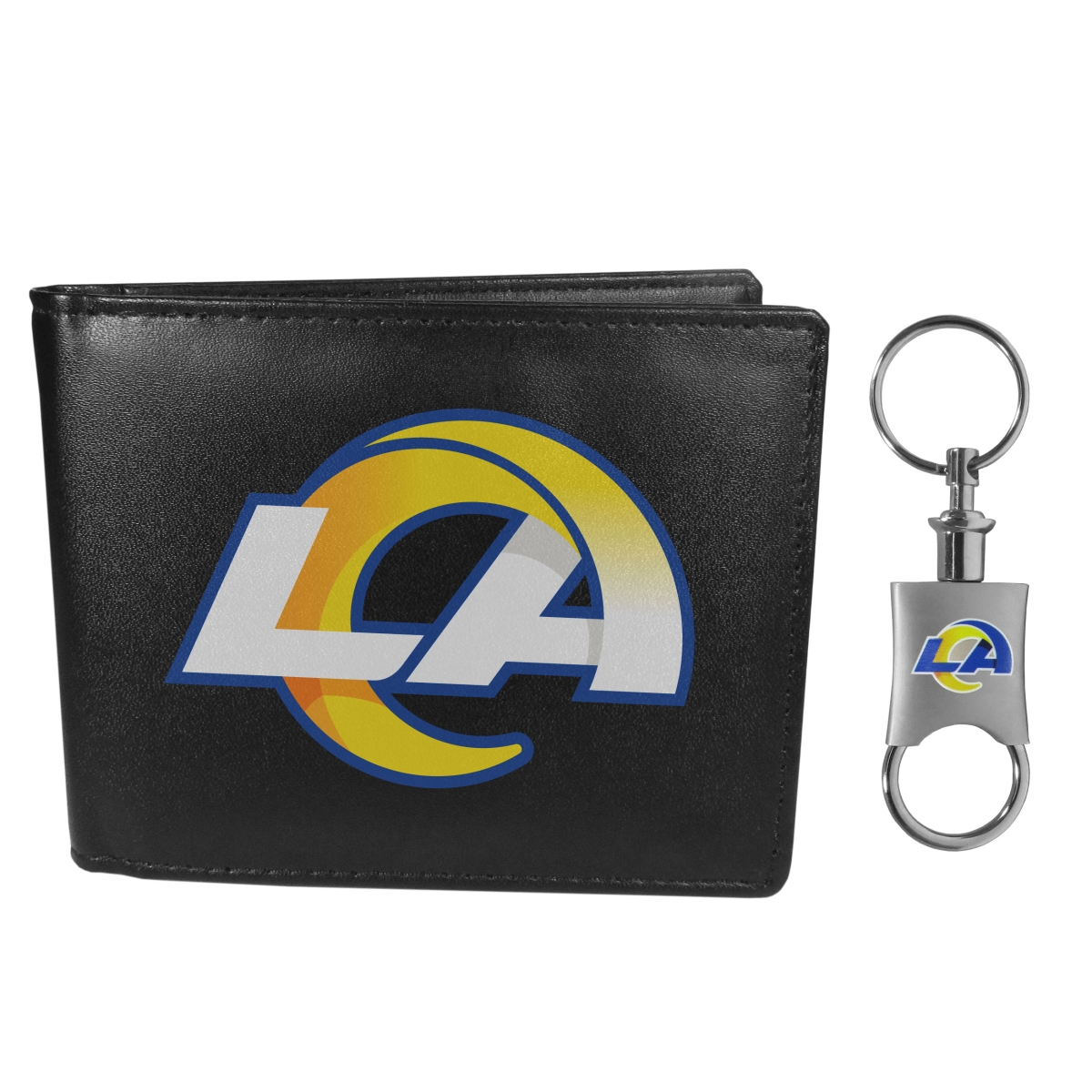 Siskiyou FBIL130KPV Male NFL Los Angeles Rams Bi-fold Wallet & Valet Key Chain - One Size