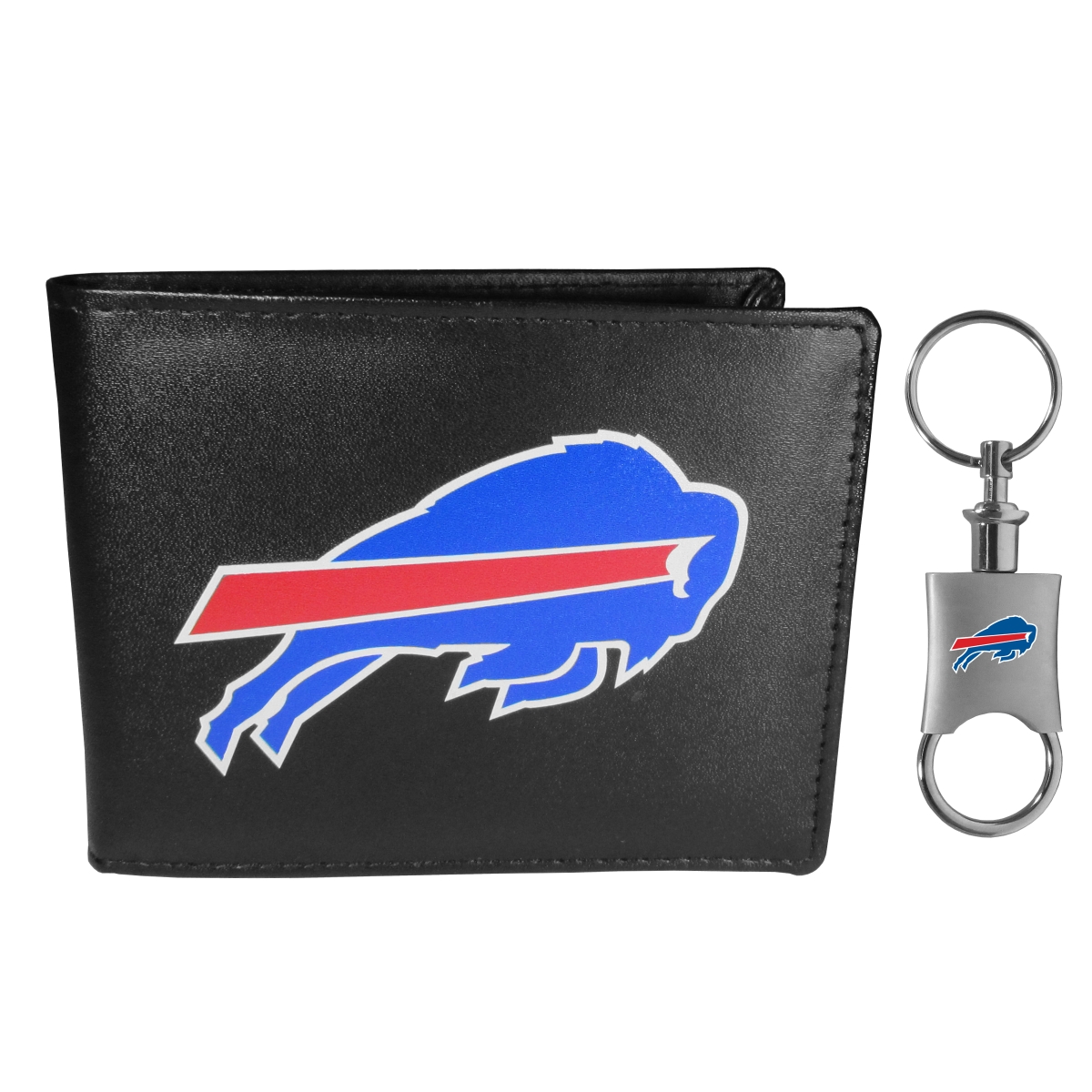 Siskiyou FLBF015KPV Unisex NFL Buffalo Bills Leather Bi-fold Wallet & Valet Key Chain