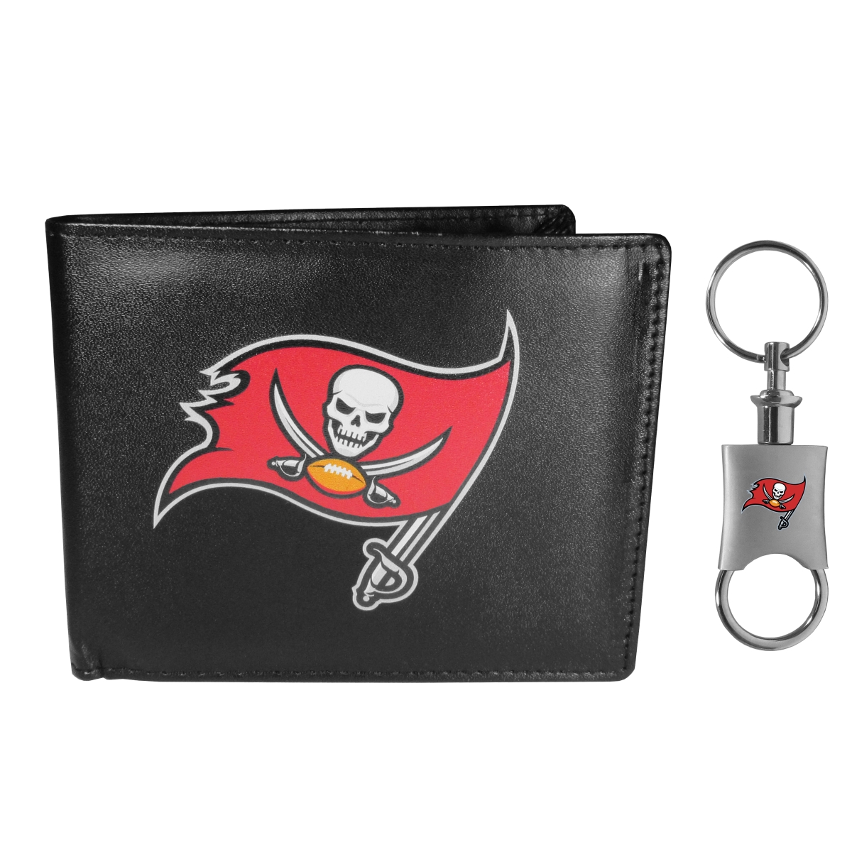 Siskiyou FLBF030KPV Male NFL Tampa Bay Buccaneers Leather Bi-fold Wallet & Valet Key Chain - One Size -  SiskiyouSports