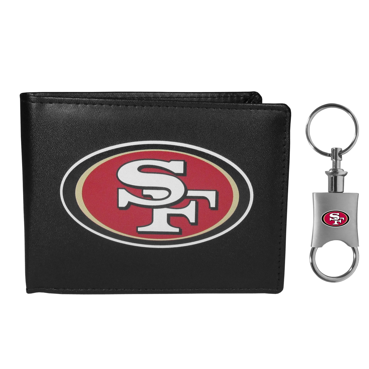 Siskiyou FLBF075KPV Unisex NFL San Francisco 49ers Leather Bi-fold Wallet & Valet Key Chain