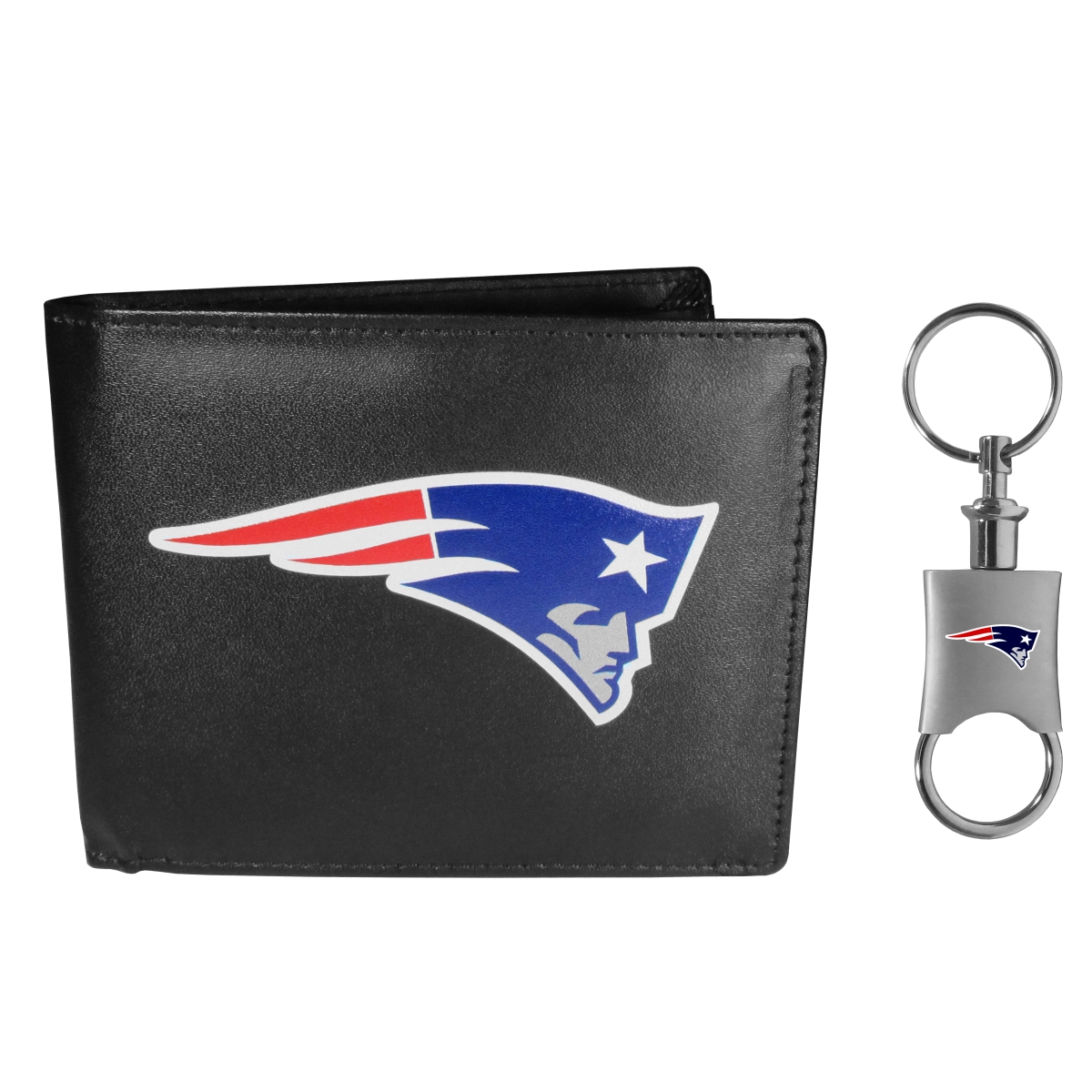 Siskiyou FLBF120KPV Unisex NFL New England Patriots Leather Bi-fold Wallet & Valet Key Chain