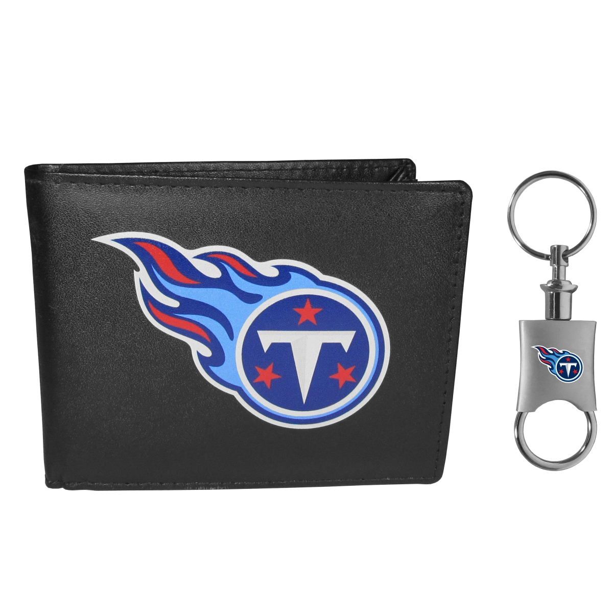 Siskiyou FLBF185KPV Unisex NFL Tennessee Titans Leather Bi-fold Wallet & Valet Key Chain