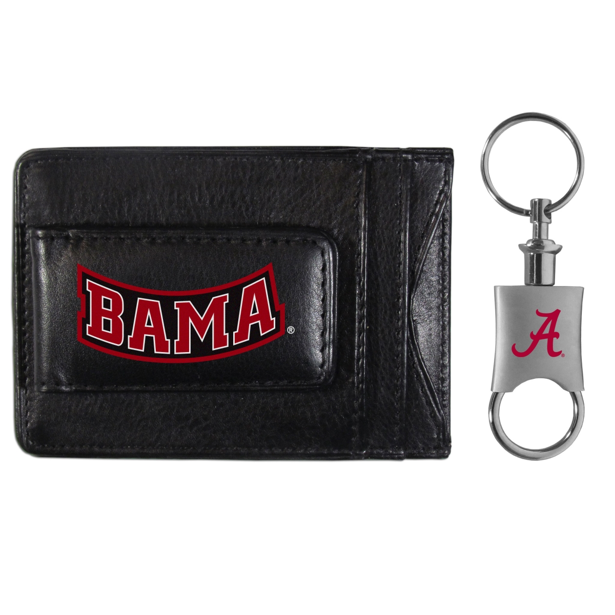 Siskiyou CCCP13KPV Unisex NCAA Alabama Crimson Tide Leather Cash & Cardholder & Valet Key Chain - One Size