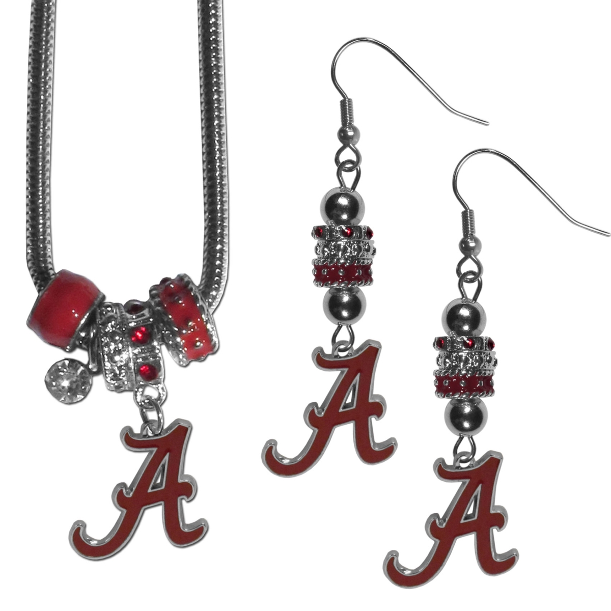 Siskiyou CEBE13BNK Female NCAA Alabama Crimson Tide Euro Bead Earrings & Necklaces Set