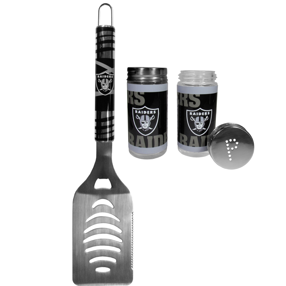 Picture of Siskiyou FTGS125TSP Unisex NFL Las Vegas Raiders Tailgater Spatula & Salt & Pepper Shaker