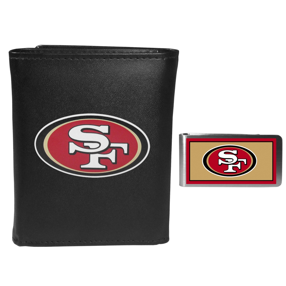 Siskiyou FLTR075LMP Male NFL San Francisco 49ers Leather Tri-fold Wallet & Color Money Clip