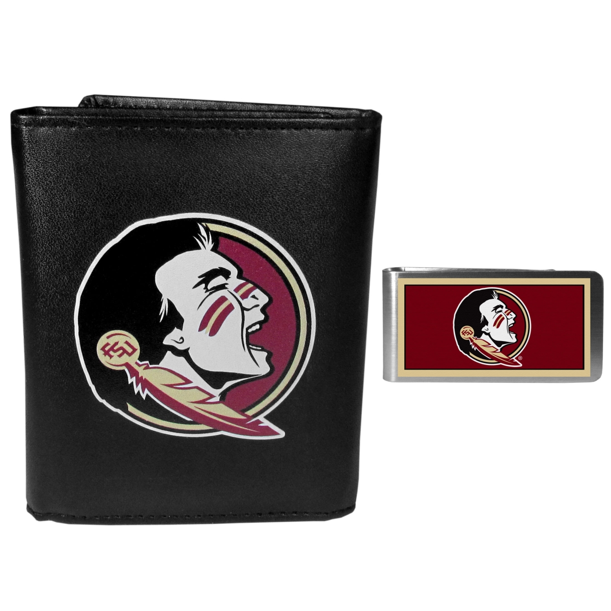 Florida State Seminoles Tri-fold Wallet & Money Clip - Black - Men's Accessory