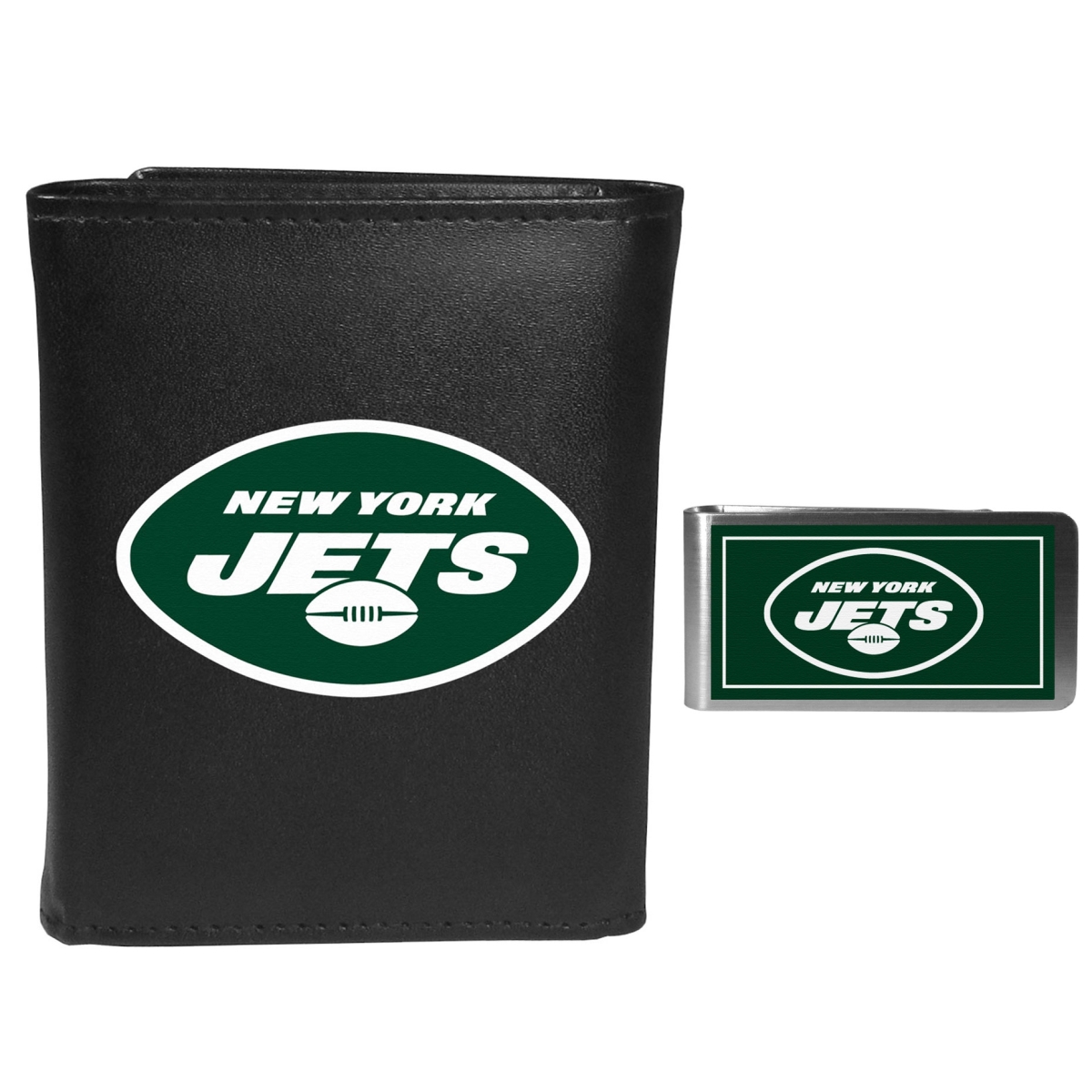 Siskiyou FTRL100LMP Male NFL New York Jets Tri-fold Wallet & Color Money Clip