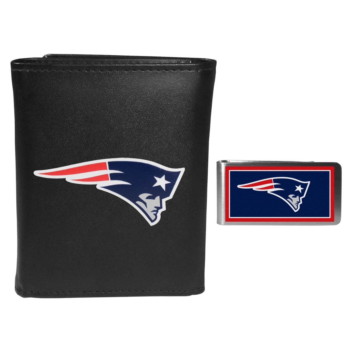 Siskiyou FTRL120LMP Male NFL New England Patriots Tri-fold Wallet & Color Money Clip