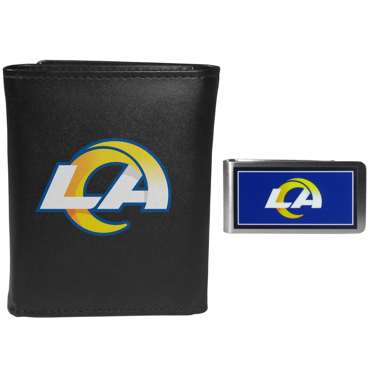 Siskiyou FTRL130LMP Male NFL Los Angeles Rams Tri-fold Wallet & Color Money Clip